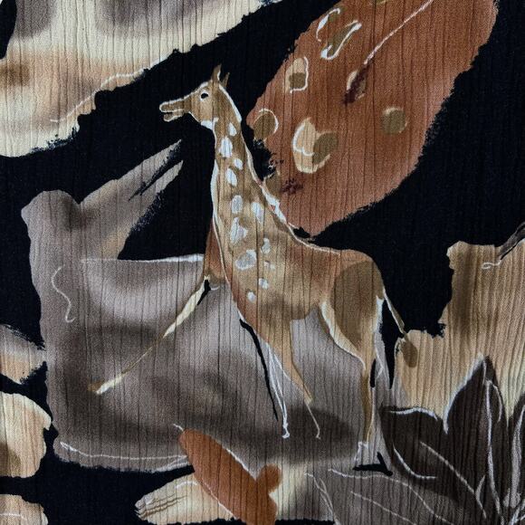 Vintage 90s Safari Print Maxi Dress M | Boho African Animal Zebra Giraffe Rayon - Picture 7 of 13